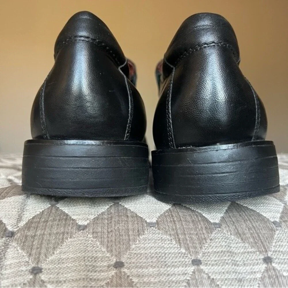 Johnston & Murphy Black Leather‎ Square Toe Slip On Loafer Shoes Men's Size 12